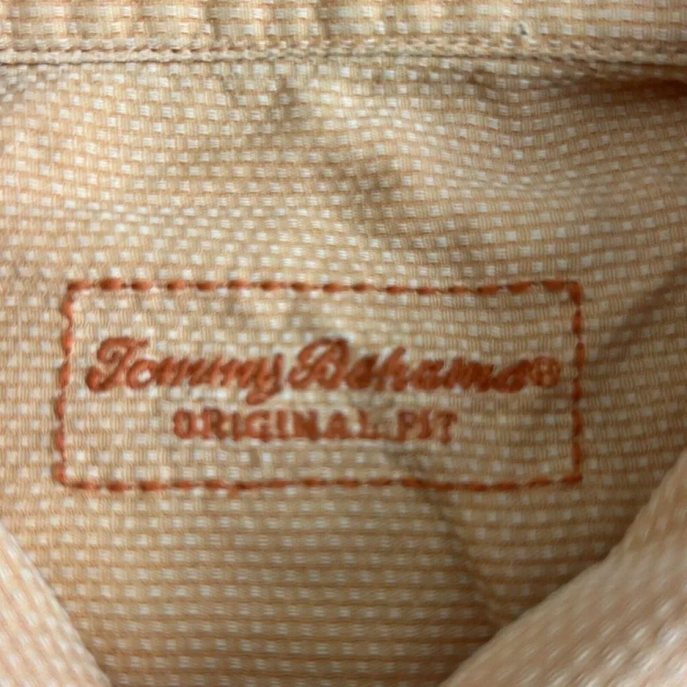 Tommy Bahama Mens Peach Floral Silk Short Sleeve Button Up Shirt‎ Large